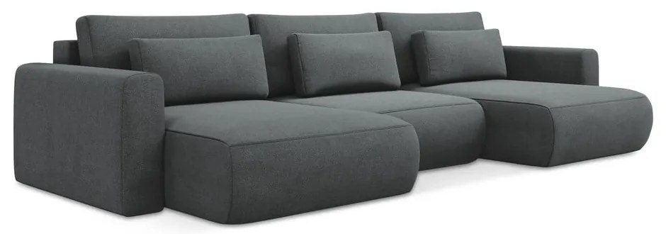 Тъмносив разтегателен ъглов диван с място за съхранение (U форма) Kapua – Makamii