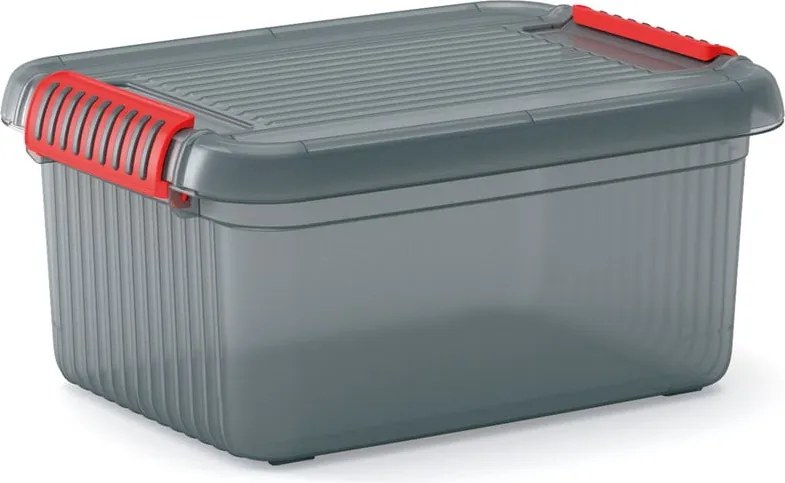Сива пластмасова кутия за съхранение с капак 39x29x18 cm K Latch Box – KIS