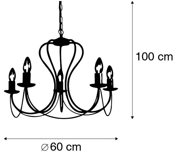 Антична полилей кремава със злато 5-светлина - Como 5