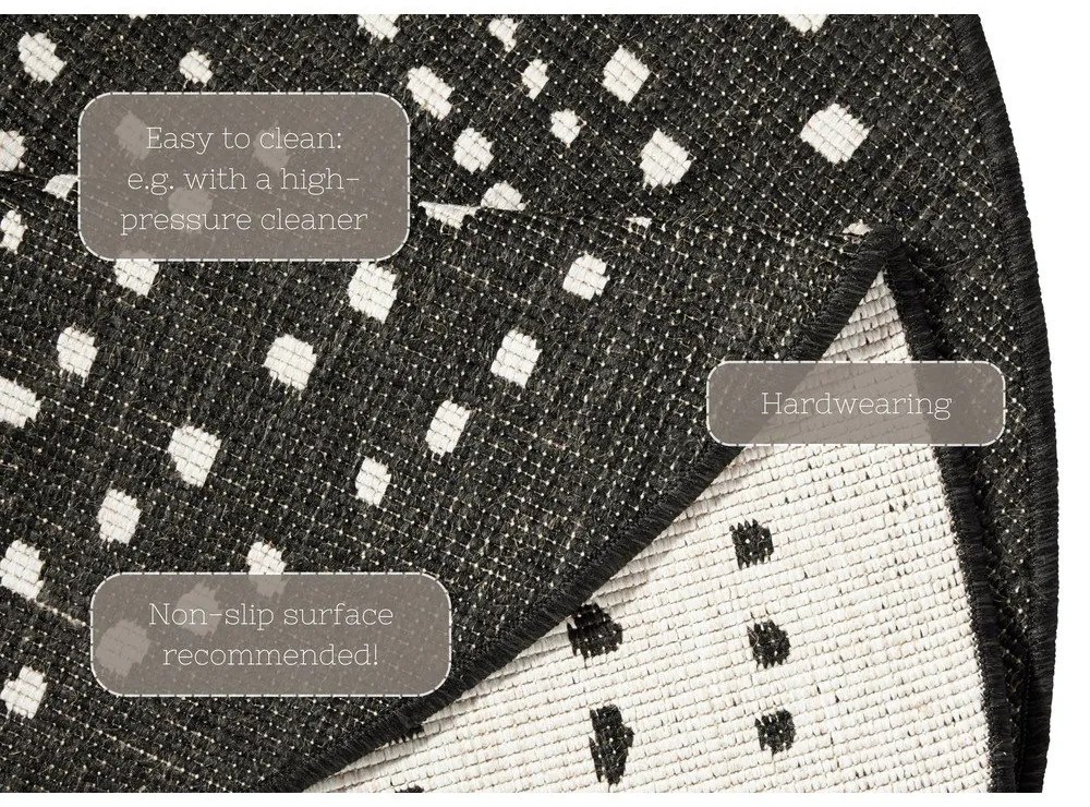 Черен килим за открито, ø 140 cm Bali - NORTHRUGS