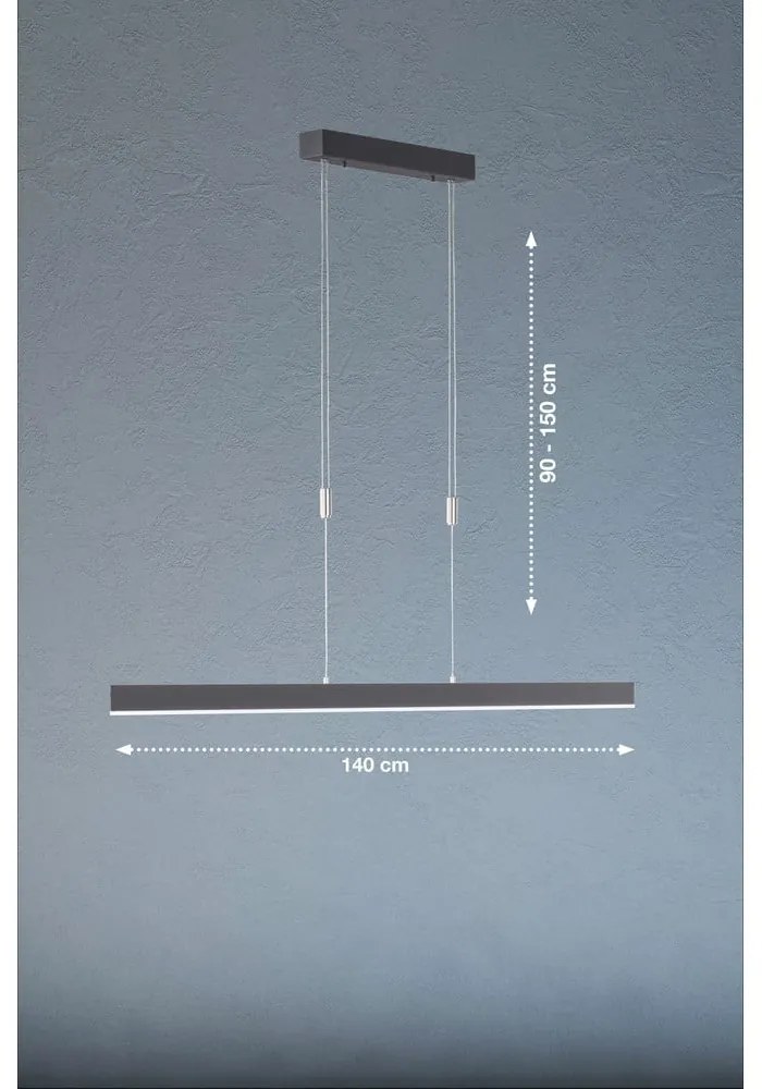 Черно LED затъмняващо се висящо осветително тяло Straight – Fischer & Honsel