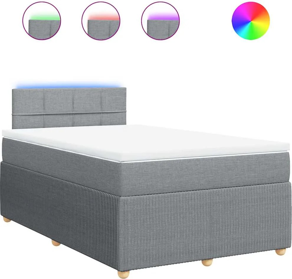 3289723 vidaXL Боксспринг легло с матрак, светлосиво, 120x200 см, плат