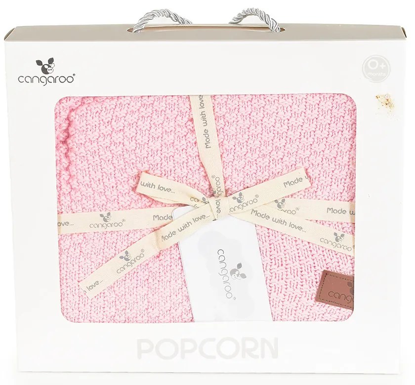 CANGAROO Плетено одеяло 80/110 см. POPCORN РОЗОВО