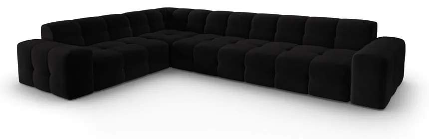 Ъглов диван от черно кадифе (ляв ъгъл) Kendal - Micadoni Home