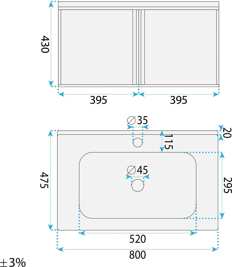 Комплект мебели за баня с мивка Gama T25023 KJM 80CM