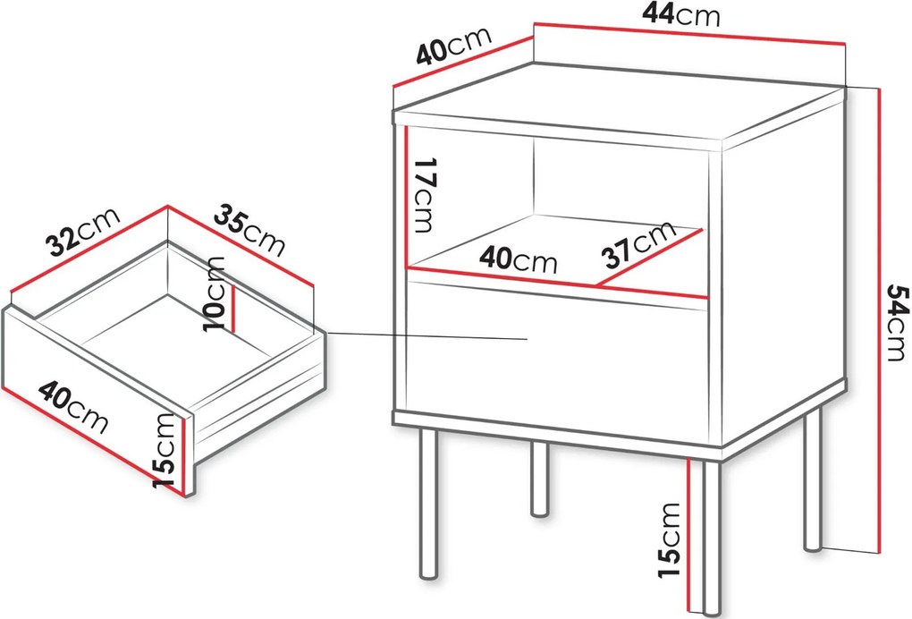 Сет 2 нощни шкафчета Tresse-Бежов