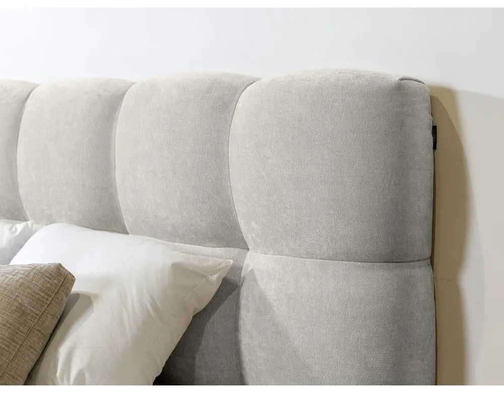 Светлосиво двойно тапицирано легло с включена подматрачна рамка 160x200 cm Kumo – Bobochic Paris