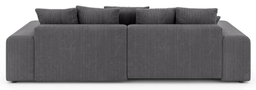 Сив разтегателен ъглов диван с място за съхранение от рипсено кадифе (променлив) Luma – Ropez