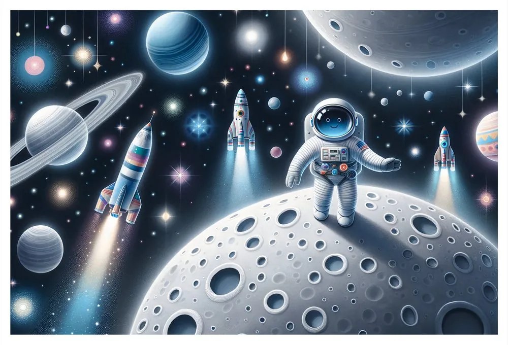 Картина на платно – Детски астронавт на Луната