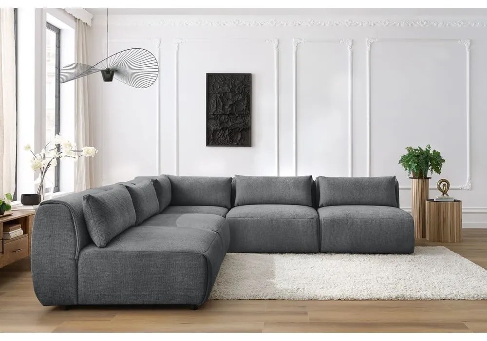 Сив ъглов диван (променлив) Jeanne - Bobochic Paris