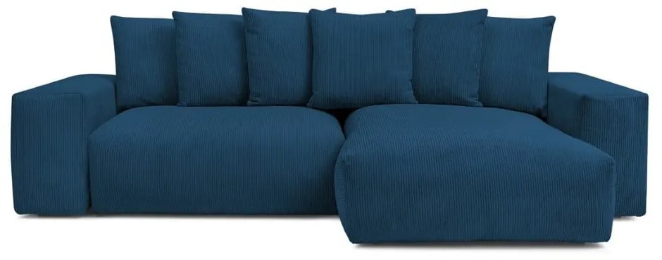 Син сгъваем/с място за съхранение ъглов диван от рипсено кадифе Voltaire – Bobochic Paris
