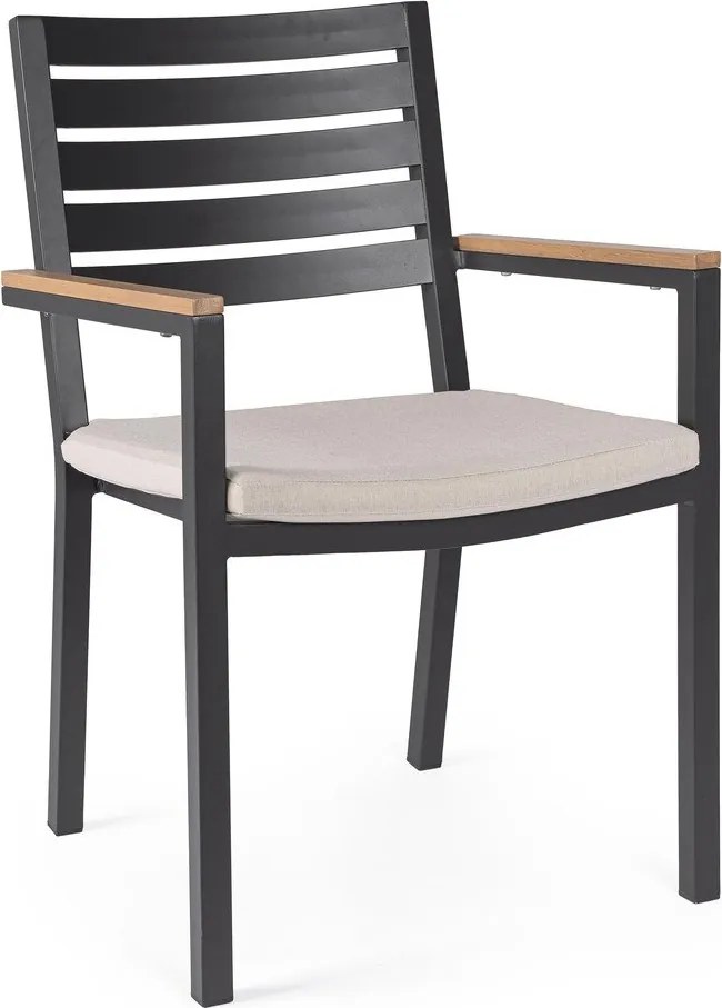 Антрацитен градински стол метален Henna – Bizzotto