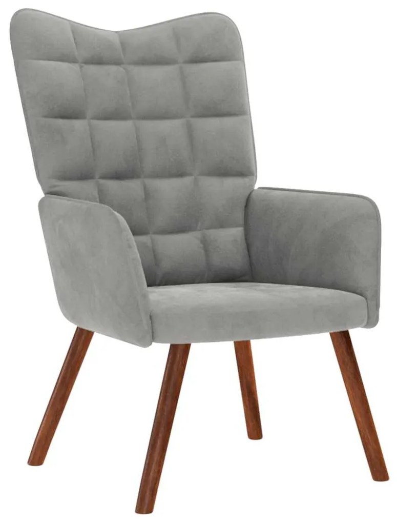 4016810 vidaXL Релакс стол, светлосив, кадифе