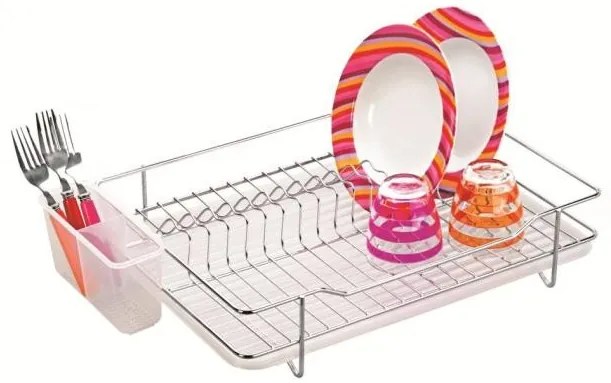 Иноксов стелаж / сушилник за чинии 1 етаж 52x67x48см с поставка за прибори и подложна тавичка Yonca - Horecano
