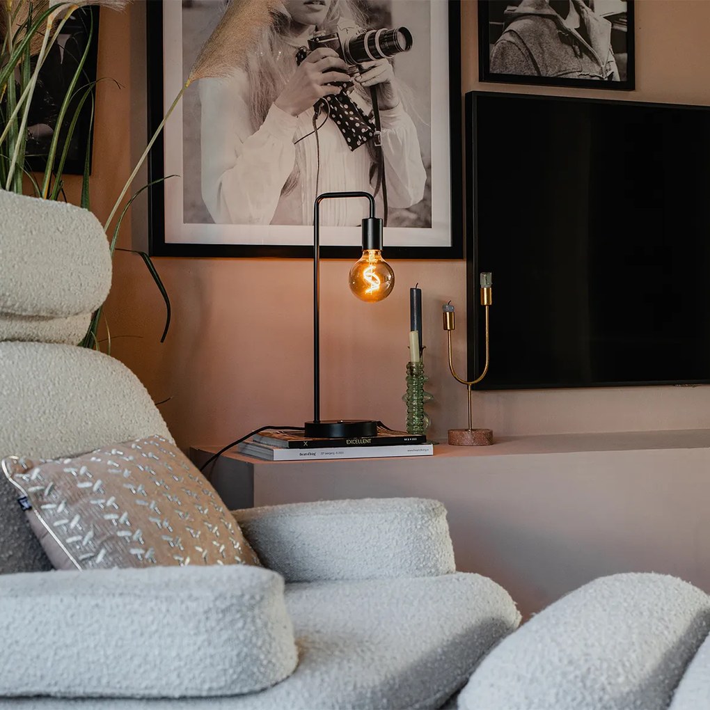 Модерна черна настолна лампа с безжично зареждане - Facil