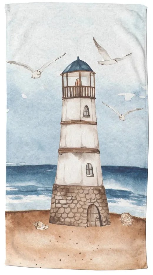 Синя-кафява кадифена плажна кърпа 100x180 cm Berlin – Good Morning