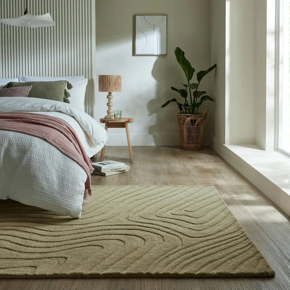 Ръчно изработен вълнен килим в цвят каки 200x290 cm Mesmerise Sage – Flair Rugs