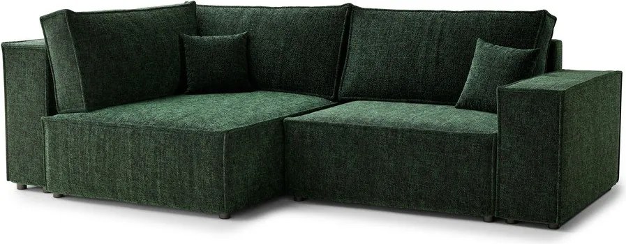 Тъмнозелен шенилов сгъваем/с място за съхранение ъглов диван (ляв ъгъл/L форма) Tonga – Maison de Rêve