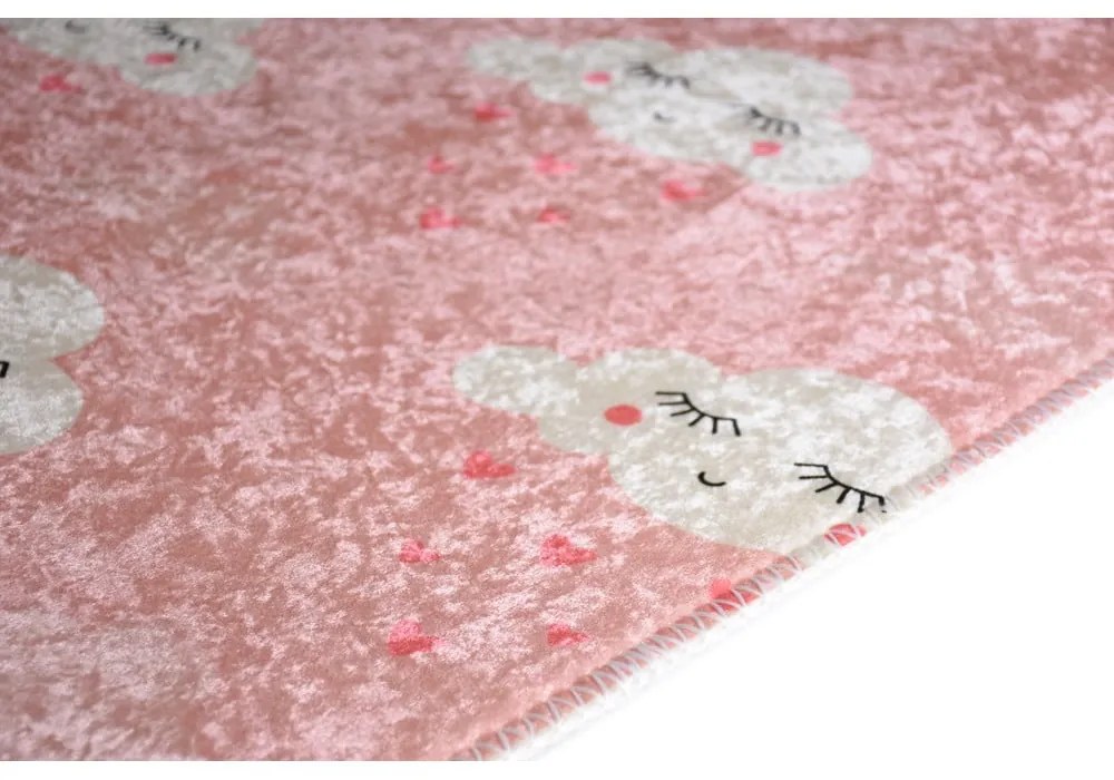 Светлорозов детски килим подходящ за пране 120x180 cm Pink Clouds – Vitaus