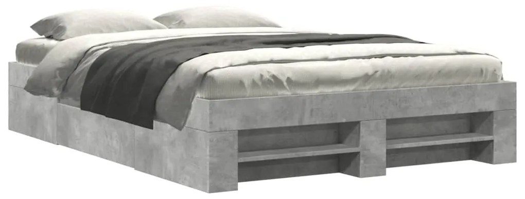 3295502 vidaXL Рамка за легло, бетонно сиво, 140x190 см, инженерно дърво