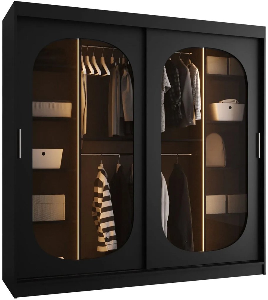 Гардероб Бахрайн 200 плъзгащ-Черен