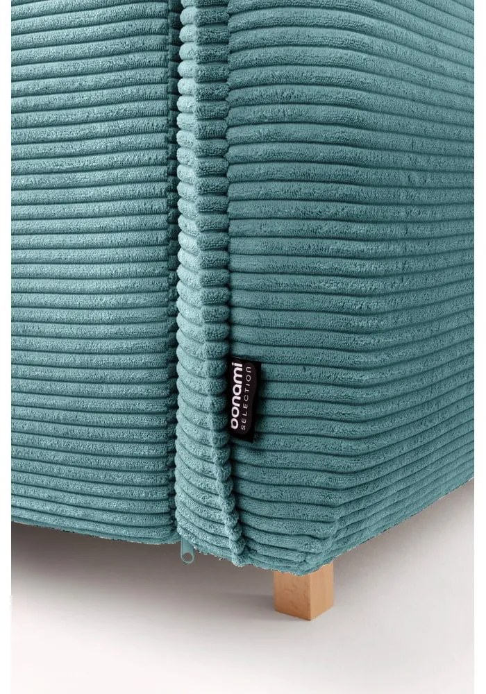 Тюркоаз сгъваем ъглов диван от рипсено кадифе (ляв ъгъл/"U" форма) Tori – Bonami Selection