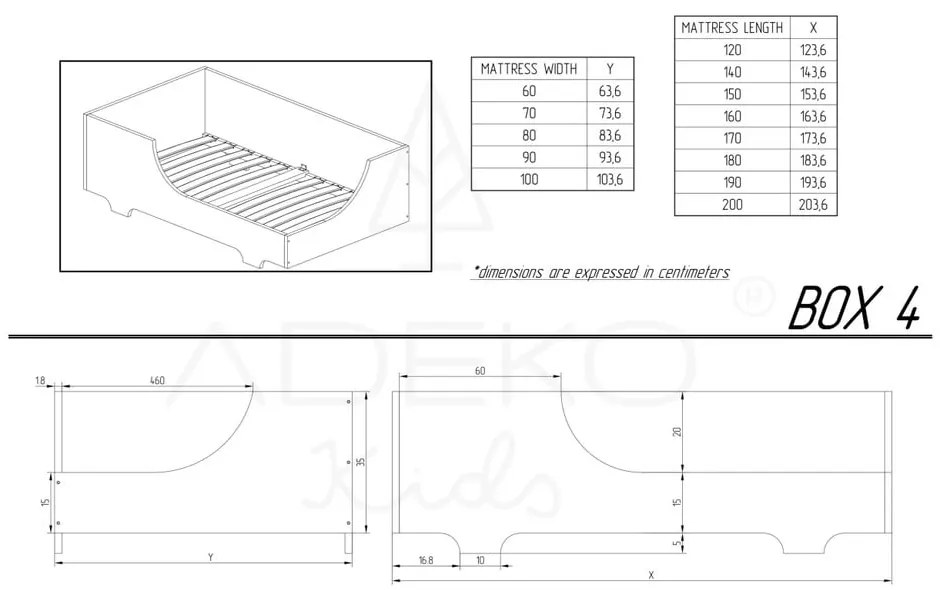 Детско легло от борова дървесина Mila BOX 4, 90 x 180 cm - Adeko