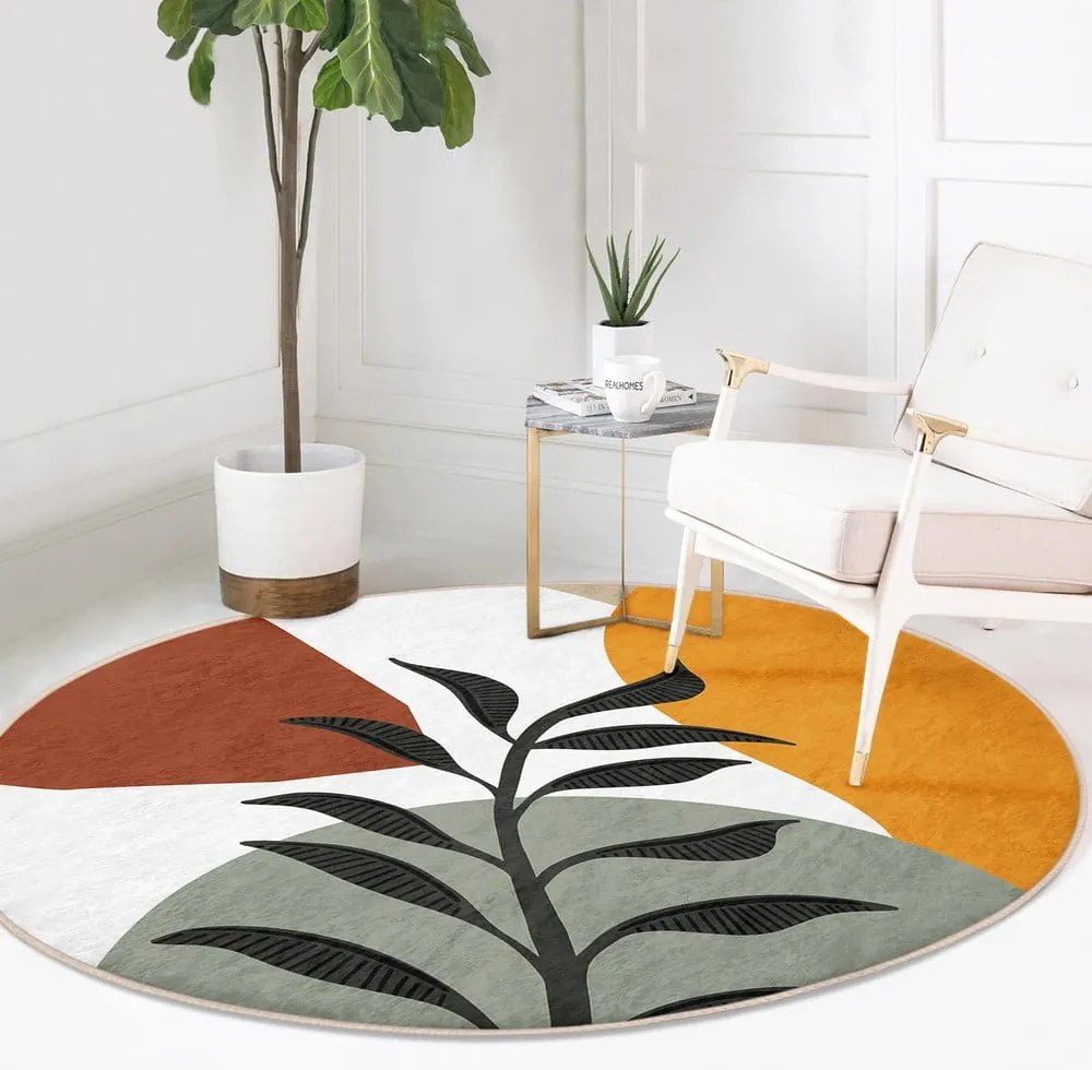 Кръгъл килим подходящ за пране и за прахосмукачки роботи ø 120 cm Comfort – Mila Home