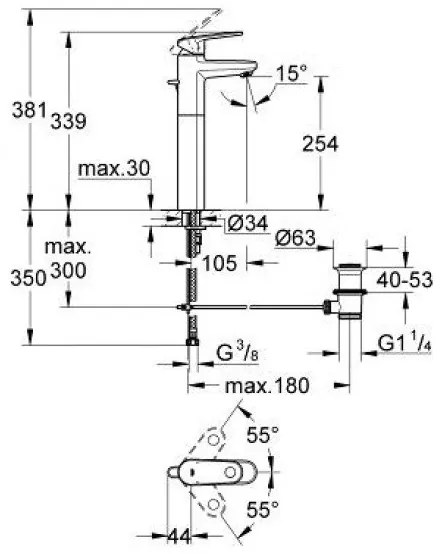 Кран за маса мивка Grohe Europlus