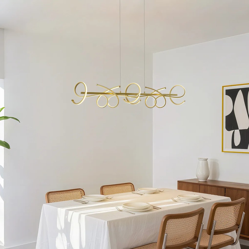 Дизайнерска висяща лампа златна правоъгълна 3-степенна димируема - Krisscross