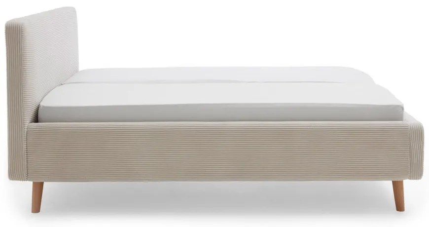 Бежово двойно легло 160x200 cm тапицирано без ламелно дъно Mattis Cord – Meise Möbel