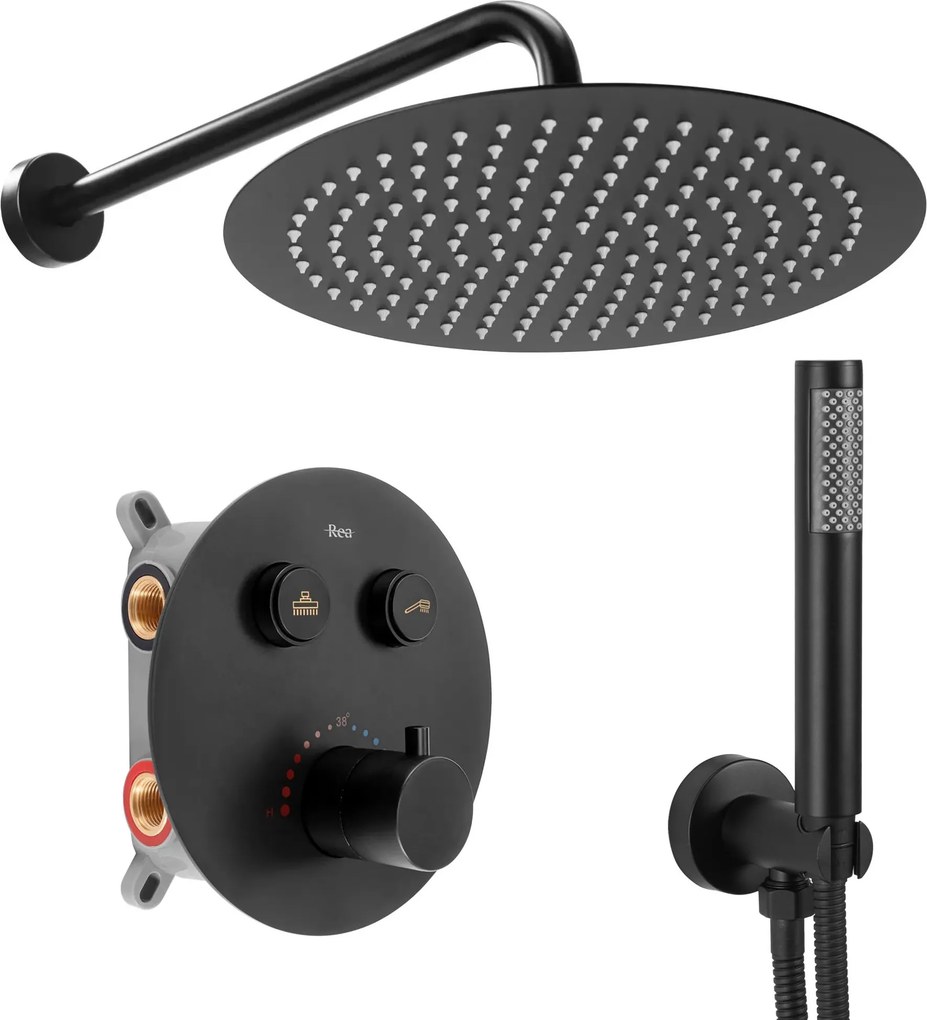 ДУШ СИСТЕМА за вграден монтаж Rea LUNGO Black Matt BOX