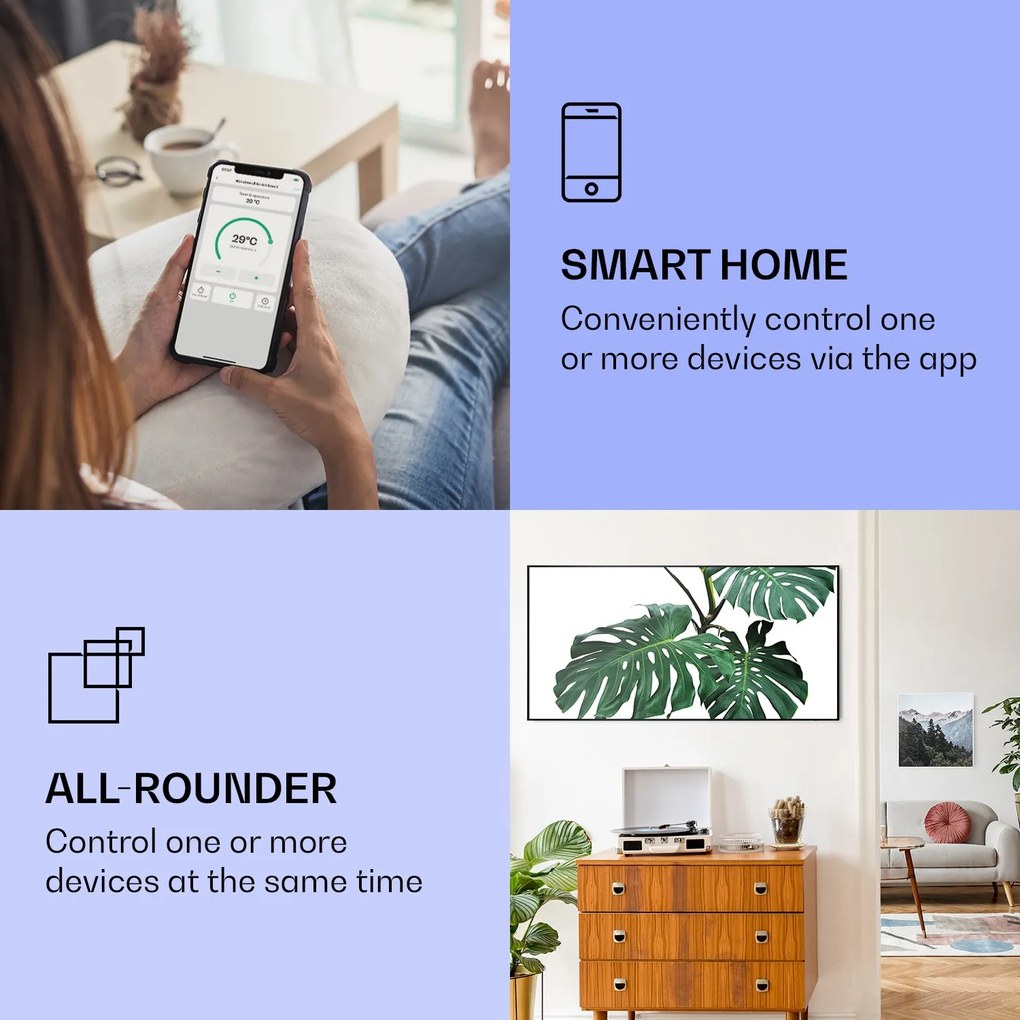 Klarstein Wonderwall Air Art Smart, инфрачервен отоплител, зелено листо, 120 х 60 см, 700 W