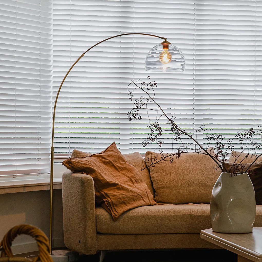 Модерна аркова лампа месинг с прозрачно стъкло - Arc