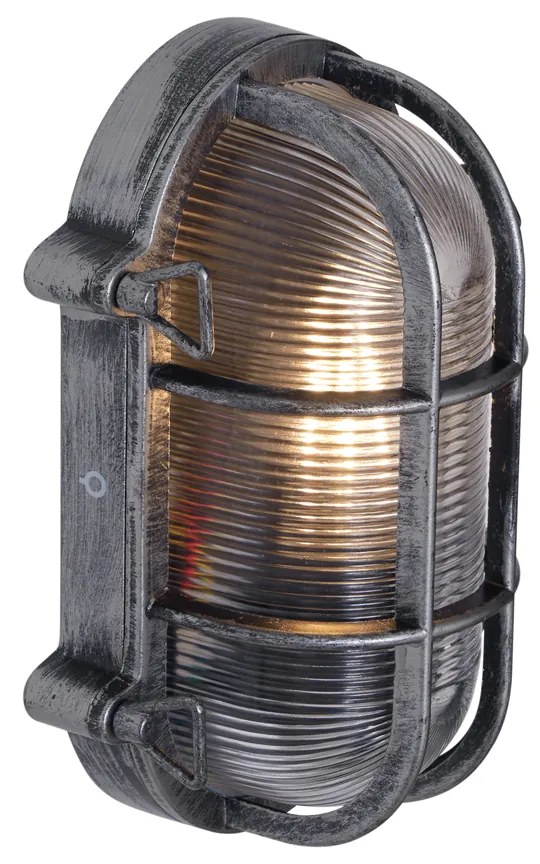 Външна стенна лампа сребриста овална IP44 - Noutica