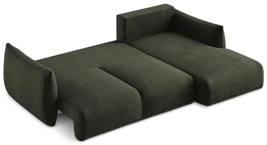 Зелен сгъваем ъглов диван (десен ъгъл) Leila – Makamii