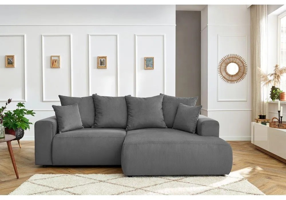 Сив кадифен ъглов диван Enjoy – Bobochic Paris