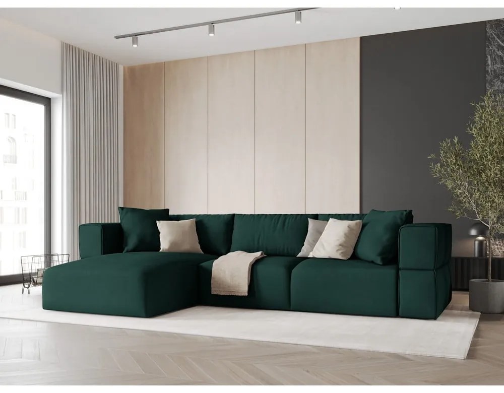 Зелен ъглов диван, ляв ъгъл Esther – Milo Casa