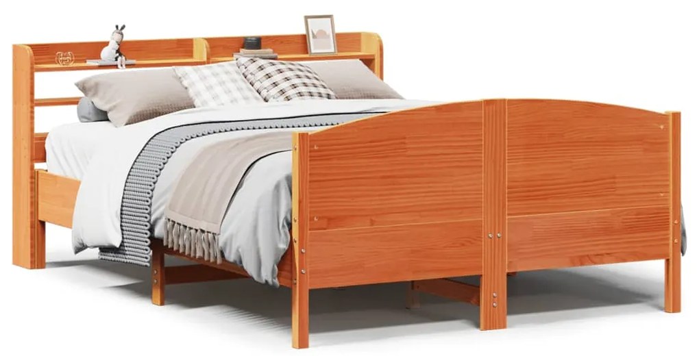 3306971 vidaXL Рамка за легло без матрак, восъчнокафяв, 120x200 см, бор масив