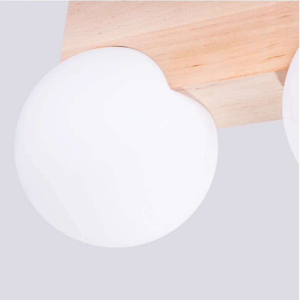 Бяло/естественo осветително тяло за таван със стъклен абажур ø 12 cm Solum – Sollux