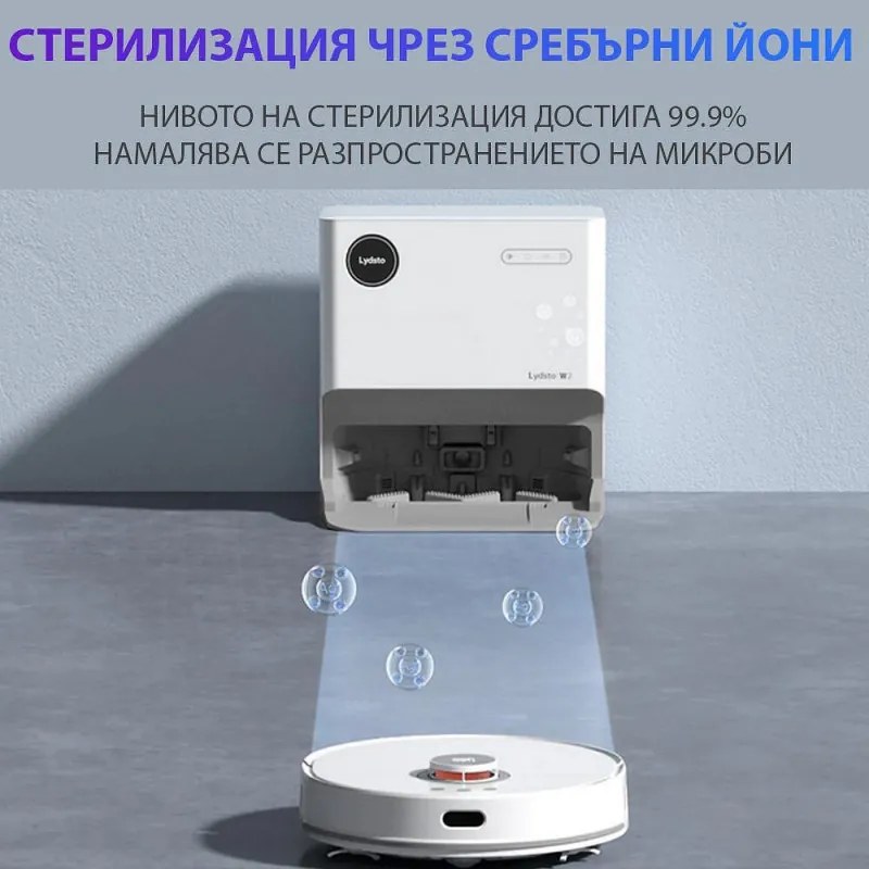 Прахосмукачка робот Xiaomi Lydsto W2, 50W, 5000 Pa, 0.35 л, Автоматична станция, Wi-Fi, Система против падане, Функция "График", HEPA, Бял