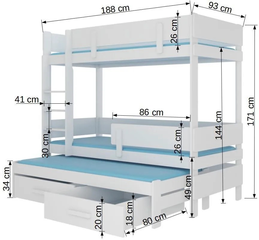 Двуетажно легло Kiruna-Leuko Fusiko-180 x 80