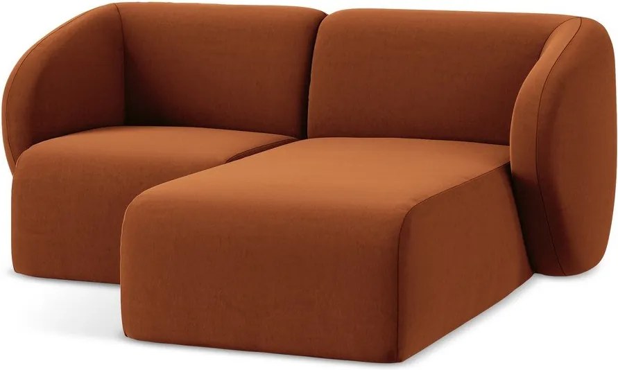 Теракотен кадифен ъглов диван (десен ъгъл) Lani – Makamii