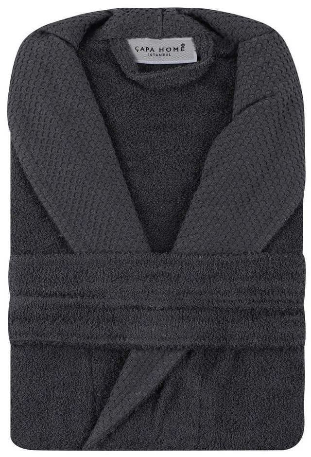 Антрацитен памучен халат за баня размер M Cappa - Foutastic