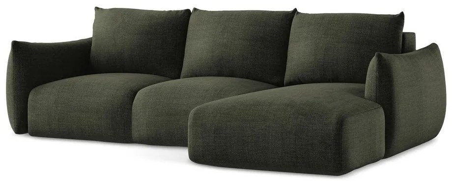 Зелен сгъваем ъглов диван (десен ъгъл) Leila – Makamii