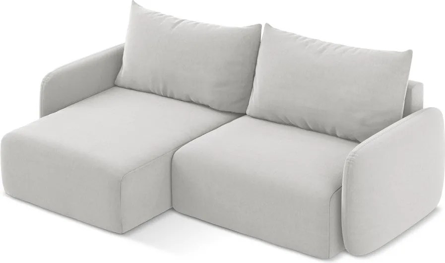 Светлосив кадифен сгъваем/с място за съхранение ъглов диван (ляв ъгъл) Kalena – Makamii