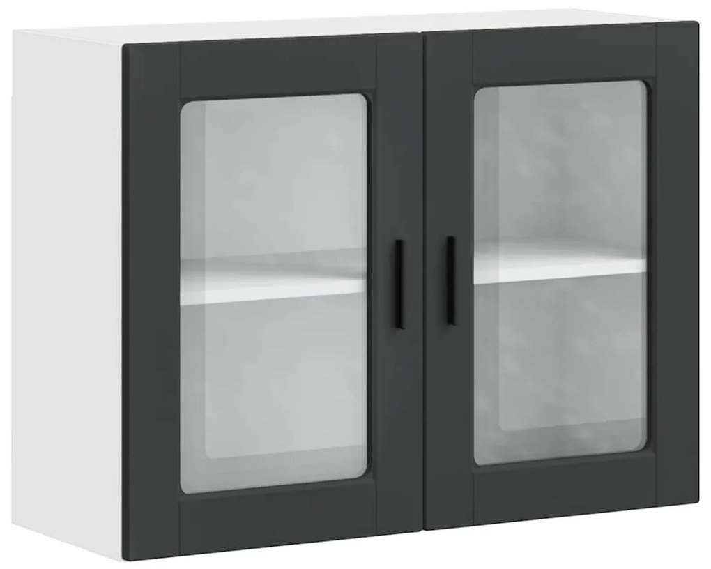 854088 vidaXL Кухненски стенен шкаф със стъклена врата Porto черен