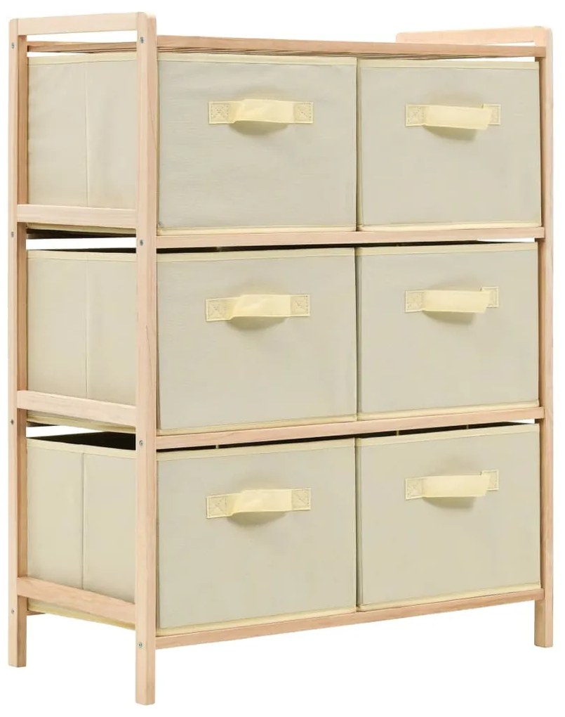 246439 vidaXL Шкаф за съхранение, 6 кошници от текстил, дърво кедър, бежов