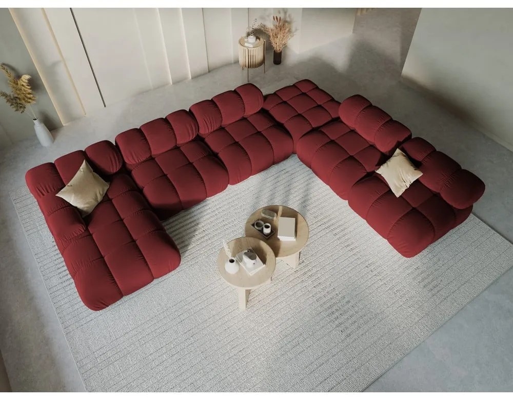 Червен кадифен диван 379 cm Bellis - Micadoni Home