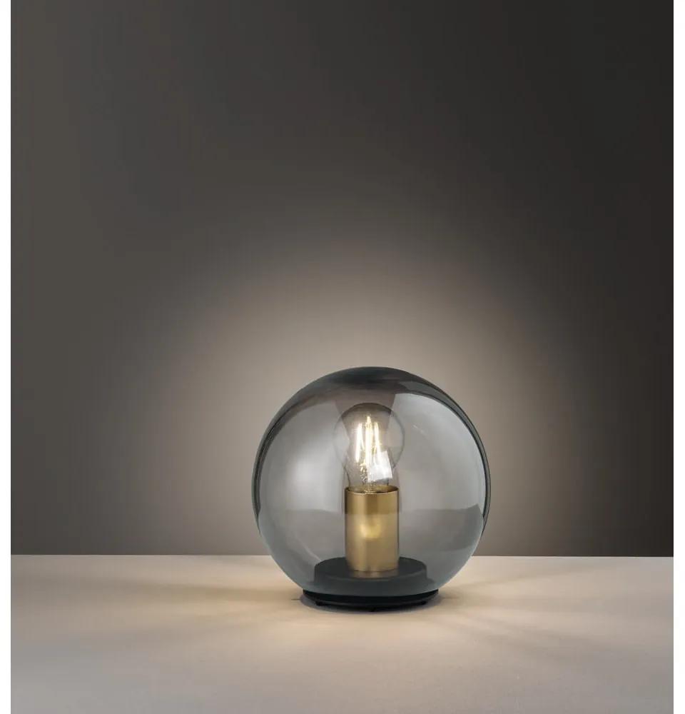 Черна настолна лампа със стъклен абажур Dini – Fischer &amp; Honsel